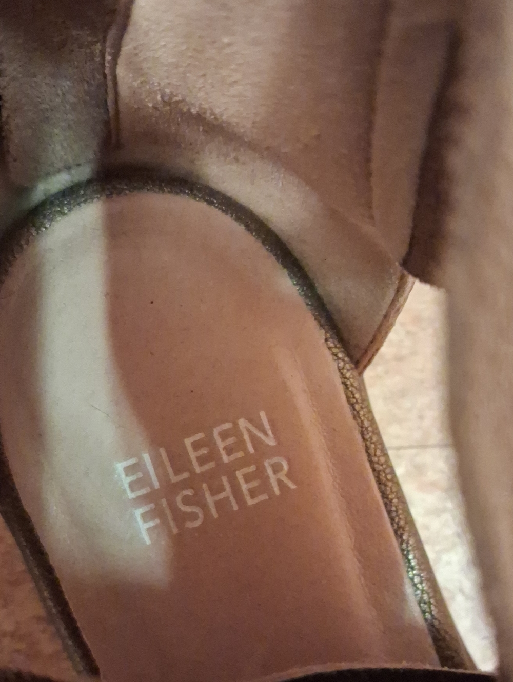 Eileen Fisher Metallic Bronze Cross-Strap Flats - Picture 2 of 4